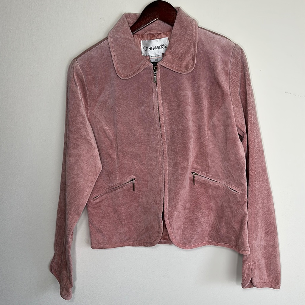 Chadwicks %100 Leather Pink Women Jacket Size Large New With Tags